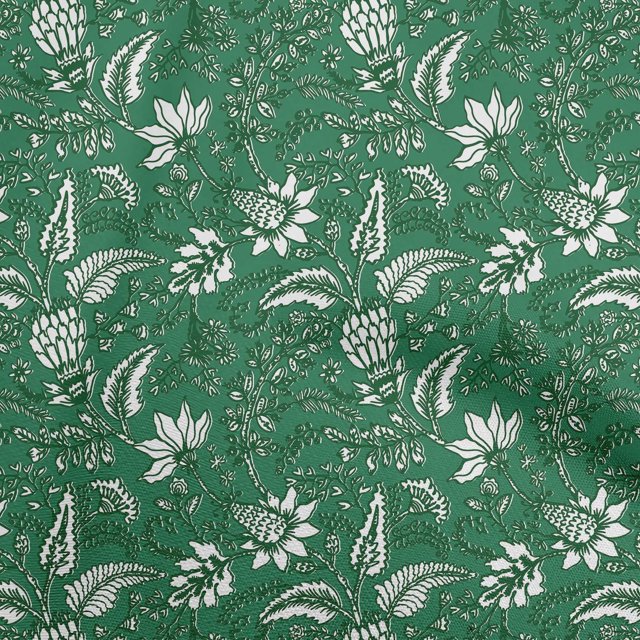 oneOone Polyester Spandex Green Fabric Jacobean Floral Craft Projects Decor Fabric Printed By The Yard 56 Inch Wide