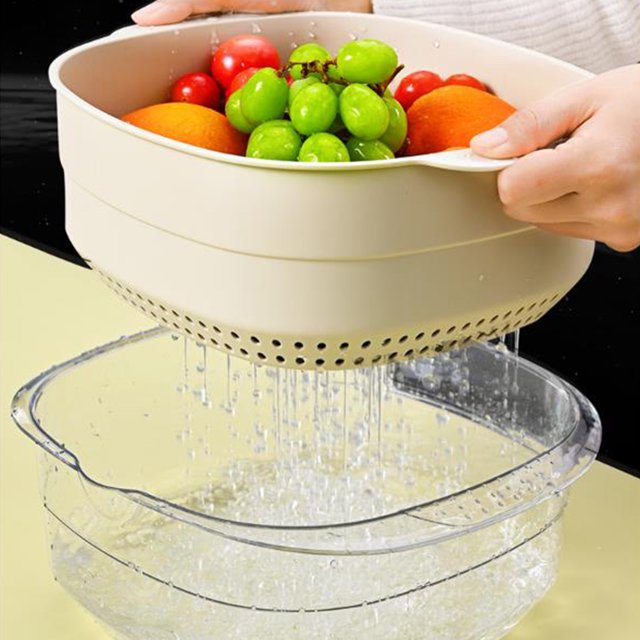 Dvkptbk Multi Functional Basket New Fruit Cleaning Bowl with Strainer Container Kitchen Sink Food Catcher Drainer Fruit Rinser Vegetable Washing Filter Bowl Drain Basket Home Essentials