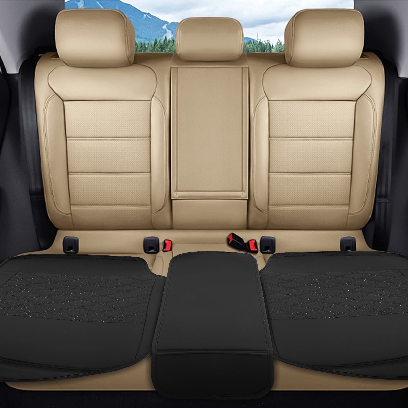 ETHZZLE 1Pack Black PU Back Seat Protector Automotive Seat Covers Waterproof Stain Resistant for Car Seats
