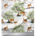 thumbnail image 1 of Soimoi Poly Georgette Fabric Tree & Kangaroo Animal Print Fabric by The Yard 52 Inch Wide, 1 of 3