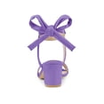 thumbnail image 3 of BLISSFUL STEP Women's Open Toe Ankle Tie Back Block Heels Sandals Purple (Size 6.5), 3 of 7