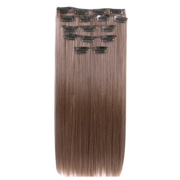16 Pcs Postiches de Cheveux 60 cm Extensibles, Aspect Naturel, Synthétiques, à Clip, Extensions de Fibre Capillaire, Perruque