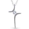 thumbnail image 1 of Diamond Cross Pendant Round Solitaire 10K White Gold Necklace, 1 of 2