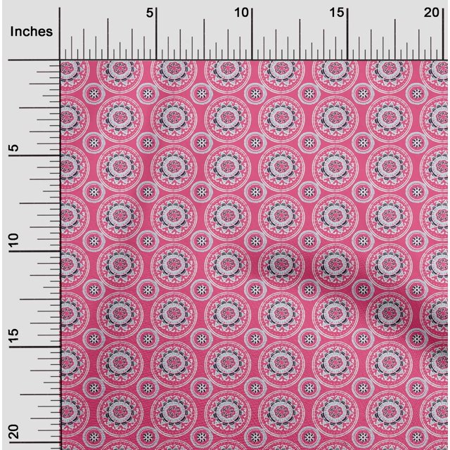 oneOone Silk Tabby Fabric Floral Block Printed Craft Fabric BTY 42 Inch Wide