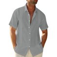 thumbnail image 1 of Wweixi Men's Button Down Shirt Boys Summer Pool Party Beach Walking Solid Color Simple Design Tops Daily Working Clothes Grey L, 1 of 5