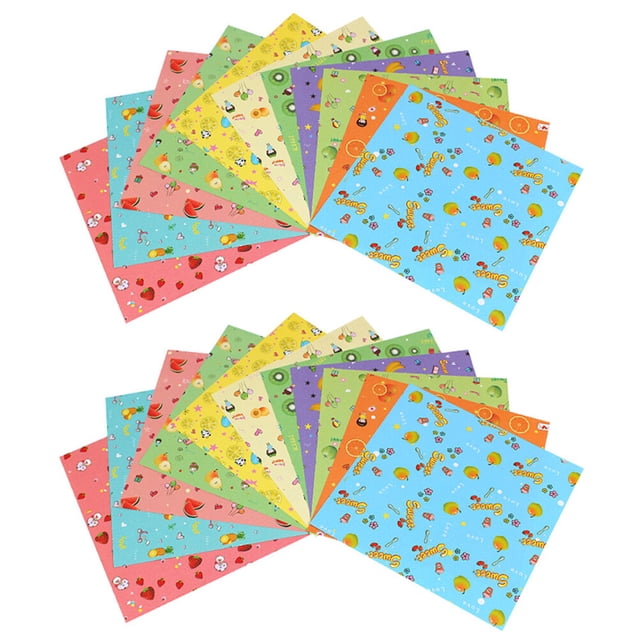 MasteelfCA 2 Packs/144 Sheets Printed Origami Single-sided Printed Color Paper Handicraft Papers DIY Printing Papers for Kids Girls (Fruit Pattern)