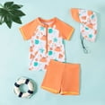 thumbnail image 2 of Akiihool Dinosaur Swim Trunks Boys Boys 2 Pieces Rash Guard Sun Protection Long Sleeve Kid Swimsuits Quick Dry Swim Shirt Trunks for Boys (Orange,6-12 Months), 2 of 4