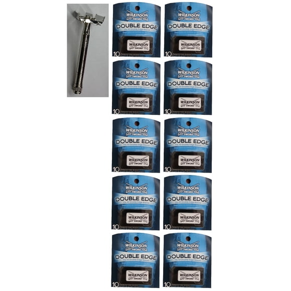 Double Edge Safety Razor + Wilkinson Sword Double Edge Razor Blades, 10 ct. (Pack of 10)