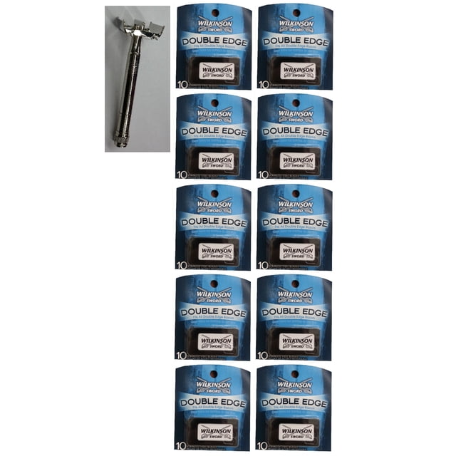 Rasoir de Sûreté à Double Tranchant + Lames de Rasoir à Double Tranchant Wilkinson Sword, 10 Unités (Lot de 10)