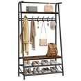 thumbnail image 1 of 39.4in Entryway Hall Tree, Coat Rack Shoe Bench, Entryway Bench with Top Shelf, Hooks & Shoe Bench, 350 lb Load Capicity, Accent Furniture with Metal Frame for Hallway Bedroom, 1 of 7