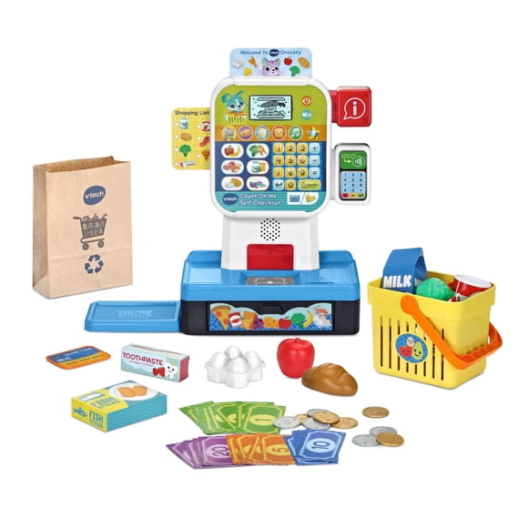 VTech Count On Me Self-Checkout Cash Register Toy for Kids -English Version, 3-6 Years