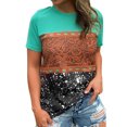 thumbnail image 1 of Pompotops Women Ethnic Style Leopard Print Shirt Short Sleeve T-Shirt Blouse Tops, 1 of 8