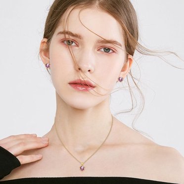 Latrodar Fashion Crystal Pendant Necklace Earrings Jewelry Combination Ladies Jewel Victoria Day Valentines Day Gifts for Her