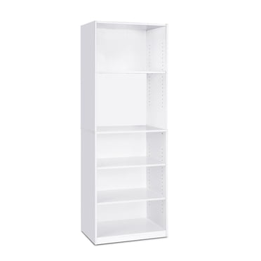Furinno JAYA Simple Home 5-Shelf Bookcase, White