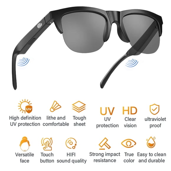 Smart Glasses, Wireless Bluetooth Smart Sunglasses AF06, IP4 Waterproof,Open Ear sound Speakers Music&Hands-Free Calling, Connect Mobile Phones and Tablets