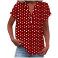 thumbnail image 1 of fatyb Womens Printed V Neck Tops Short Sleeve Button V Neck Tshirts Lightweight Summer Beach Blouses, 1 of 5