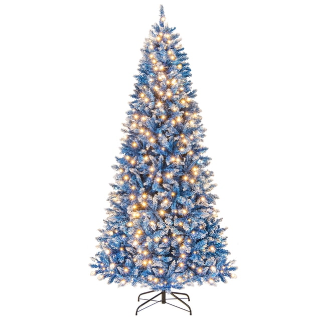 Costway 7 FT Artificial Christmas Tree, with 340 Warm White LED Lights 8 Lighting Modes