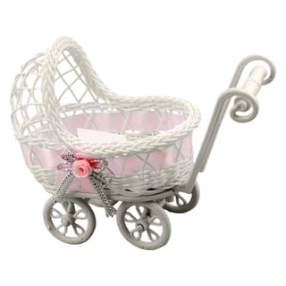 Jeux-chariot de courses pour enfants en osier rose - Jeux