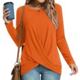 thumbnail image 2 of Hauts Tuniques d'Automne pour Femmes pour Porter avec des Leggings, Blouse à Manches Longues à Torsade devant, Décontractée, Coupe Ample, Col Ras du Cou, T-shirts de Noël, 2 of 7