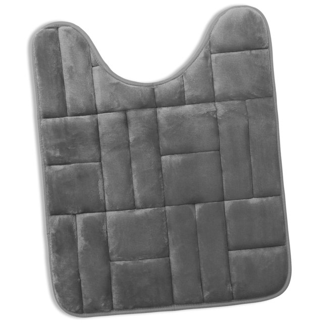 Clara Clark Bathroom Rugs, Velvet Memory Foam Bath Mat, Ultra Soft Non Slip and Absorbent - Tiled - Contour - Gray