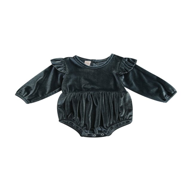 Body Manches Longues à Volants Mode Velours Solide d'Automne pour Bébé Fille