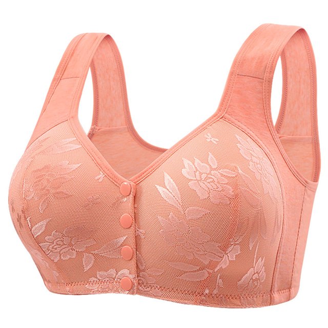 Fgnfyis Women's Solid Color Lace Pattern Front Buckle Non Underwire Tank Top Bra Everyday Wear Bras Pink 46