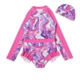 thumbnail image 1 of Kids Girls Rash Guard Swimwear Hawaiian Ruffle Sun Protection Long Sleeve Kids Swimsuit 6-7 Years Girls Clothing, 1 of 1