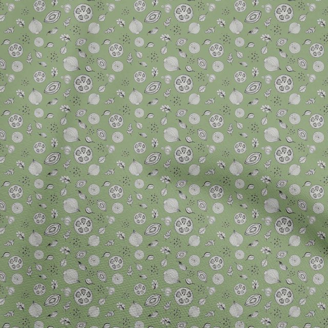 oneOone Tissu Polyester Spandex Vert Pâle Fruits Matière de Robe Tissu Imprimé Tissu au Mètre 56 Pouces de Large