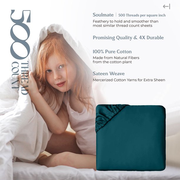 California King Fitted Sheet – 100% Cotton, Deep Pockets, No-Pop Elastic, Light Gray
