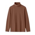 thumbnail image 4 of Plain Tshirts for Men Men's Winter Solid Color Medium High Neck Designlong Sleeved Round Neck Top Coffee L, 4 of 7