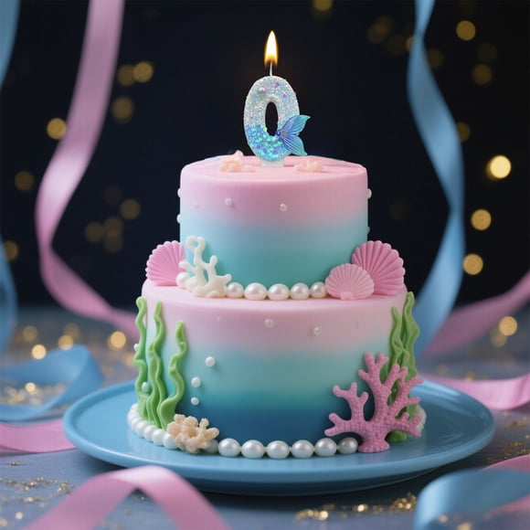 ABPWLY Mermaid Tail Number Candles 0-9 Blue Wax Birthday Cake Topper for Anniversary Celebration Party Supplies Sea Theme Decoration 2.95x1.57 Inches