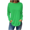 thumbnail image 1 of Timegard Hauts Grande Taille pour Femmes Col Rond Manches Longues Couleur Unie T-Shirt Confortable Automne Décontracté Ample Hauts, 1 of 3