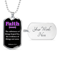 thumbnail image 4 of Faith Definition Purple Stainless Steel or 18k Gold Dog Tag W 24", 4 of 8
