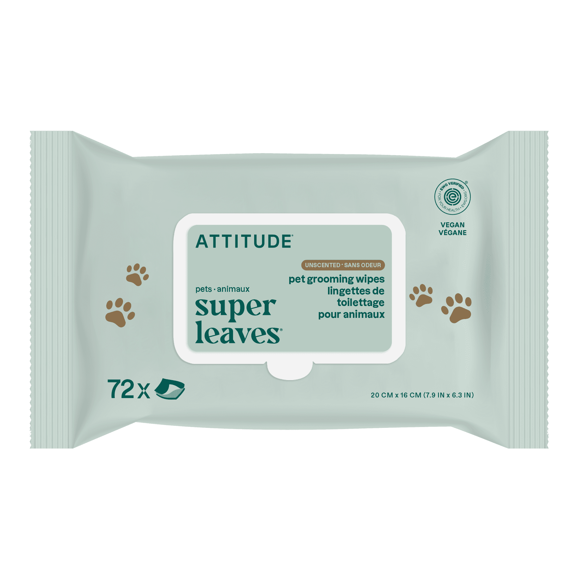 ATTITUDE Furry Friends Lingettes de Bain Sans Odeur pour Chiens & Chats, Soins Désodorisants pour Animaux, 72 Lingettes