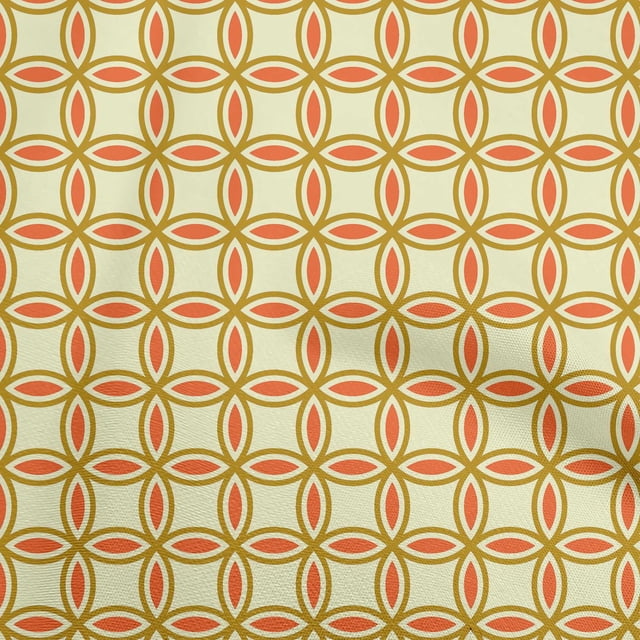 oneOone Cotton Poplin Orange Fabric Geometric Sewing Craft Projects Fabric Prints By Yard 56 Inch Wide
