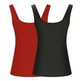 thumbnail image 4 of Plebaso 2 Pack Ribbed Tank Tops for Women Spaghetti Strap Slim Tops Scoop Neck Sleeveless Summer Tops, 4 of 4