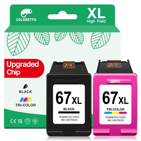 COLORETTO 67XL Ink Cartridges for HP Deskjet 2800e 2852e 4200 2842e 2827e 2855 2855e 4227 4200e 4227e 4252e 2700 2700e 2710e 2720e Printers for HP67