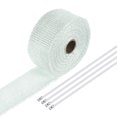 thumbnail image 1 of Fiberglass Exhaust Wrap Tape, 2" x 16' White Header Heat Wrap with 4 Stainless Ties for Hot Rods Motorcycle, 1 of 6