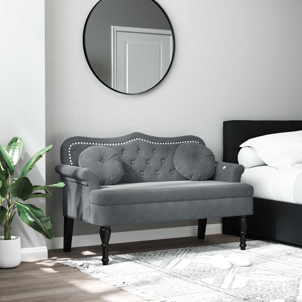 vidaXL Banc avec Coussins Gris Foncé 120,5x65x75 cm Velours