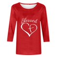 thumbnail image 5 of Penkiiy Hauts à Manches 3/4 Imprimés Cœur Col Rond Tunique de la Saint-Valentin Blouse m Rouge, 5 of 5