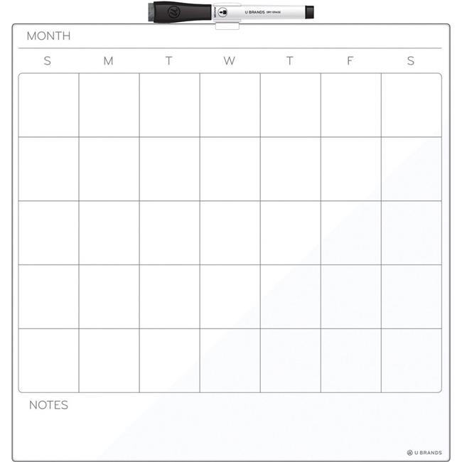 U Brands  14 x 14 in. Cubicle Magnetic Dry-Erase Calendar Board - White Surface