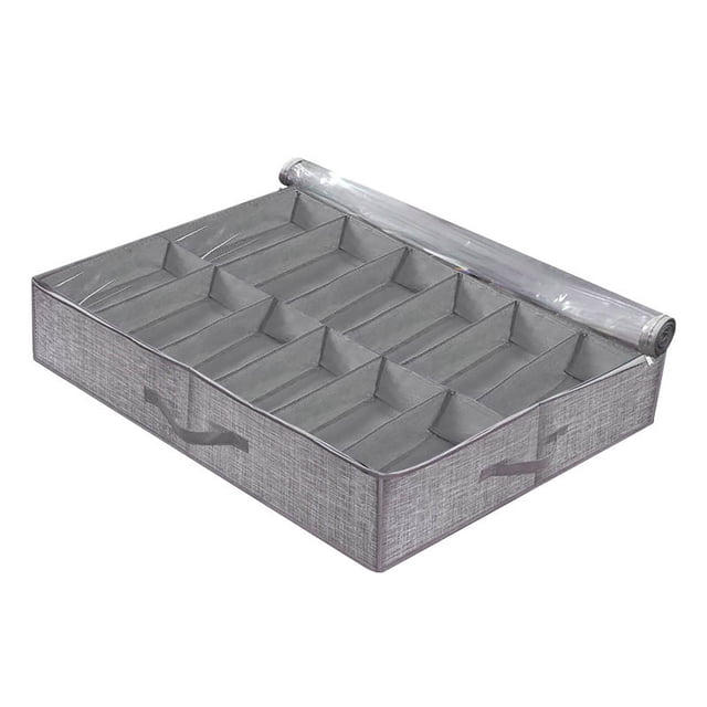 Home Textile Storage Bedroom Underbed Organizer with Foldable Shoe Storage and Lid—Visible Storage Boxes for Efficient Closet Organization and Easy