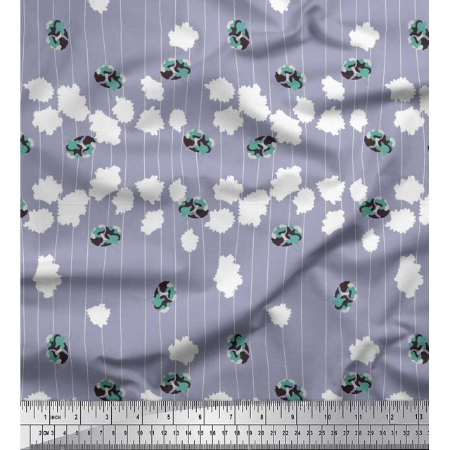 Soimoi Poly Georgette Fabric Stripe & Floral Artistic Print Fabric by Yard 52 Inch Wide