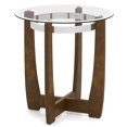 thumbnail image 1 of Costway 1 PCS 24 Pouces Table d'Appoint Ronde Table d'Extrémité en Verre avec Dessus en Verre Trempé Noyer Croisé, 1 of 10
