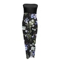 thumbnail image 3 of Womens Summer Print Strapless Long Dress Beach Split Dress Party Club Dress, 3 of 5
