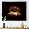 thumbnail image 3 of Designart Sexy Golden Metallized Female Lips IV FLOAT FRAME WALL ART, 3 of 4