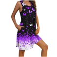 thumbnail image 2 of Ovzne Robes pour Femmes 2025 Robe de Plage Femmes Imprimé avec Poches Chemises de Nuit Sans Manches Vêtements de Nuit devant Plissé Nuisette Col Rond Robe de Nuit Grande Taille Robe Maxi Imprimée Liquidation, 2 of 5