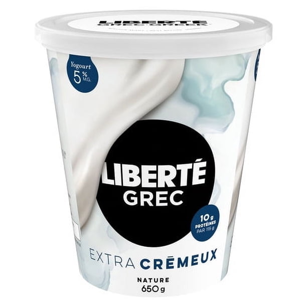 Liberté Greek 5% Extra Creamy Yogurt, Plain, High Protein, 650 g