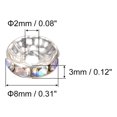 thumbnail image 2 of Uxcell Metal Spacer Beads Plated Crystal Rhinestone Spacer Beads Round Spacer 200Pcs AB White 8mm, 2 of 7