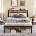 thumbnail image 4 of Costway Lit Plateforme Industriel en Métal Format Grand avec Station de Recharge Base de Matelas, 4 of 10